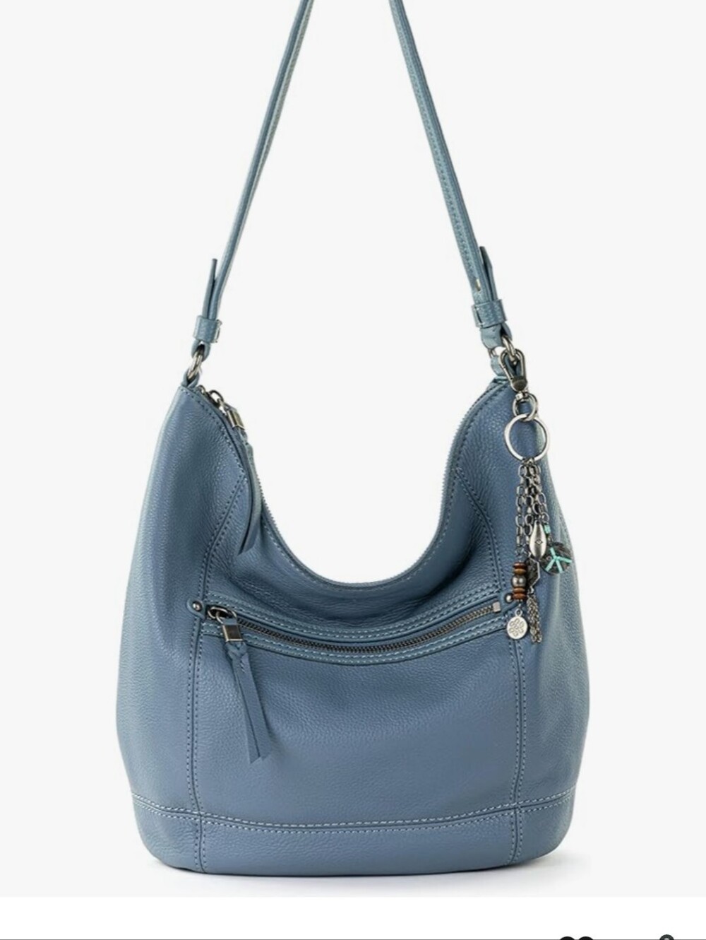 Blue Leather Hobo Shoulder Bag